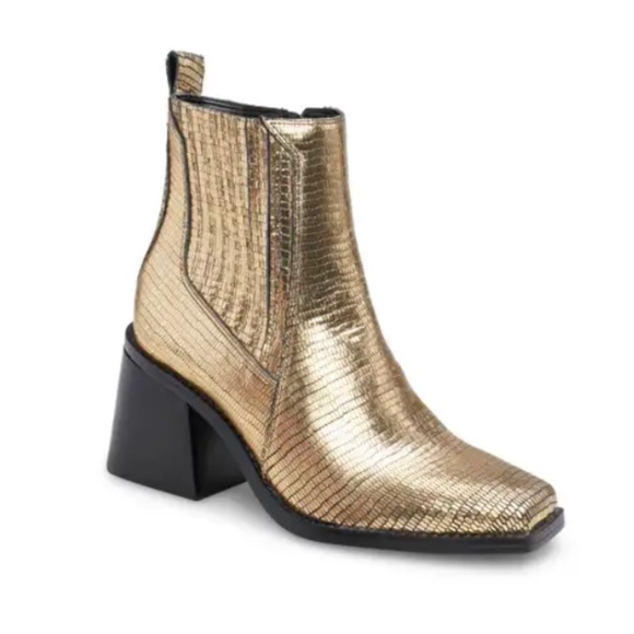 Vince Camuto Sojetta Square Toe Bootie Bronze Lizard 6.5 - Picture 1 of 13